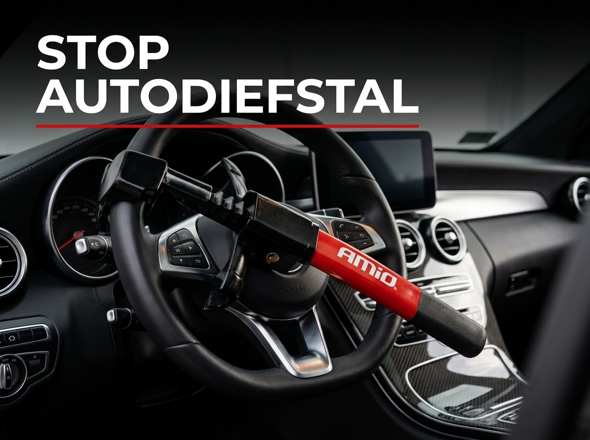 AMiO stuurwielslot tegen autodiefstal in gebruik