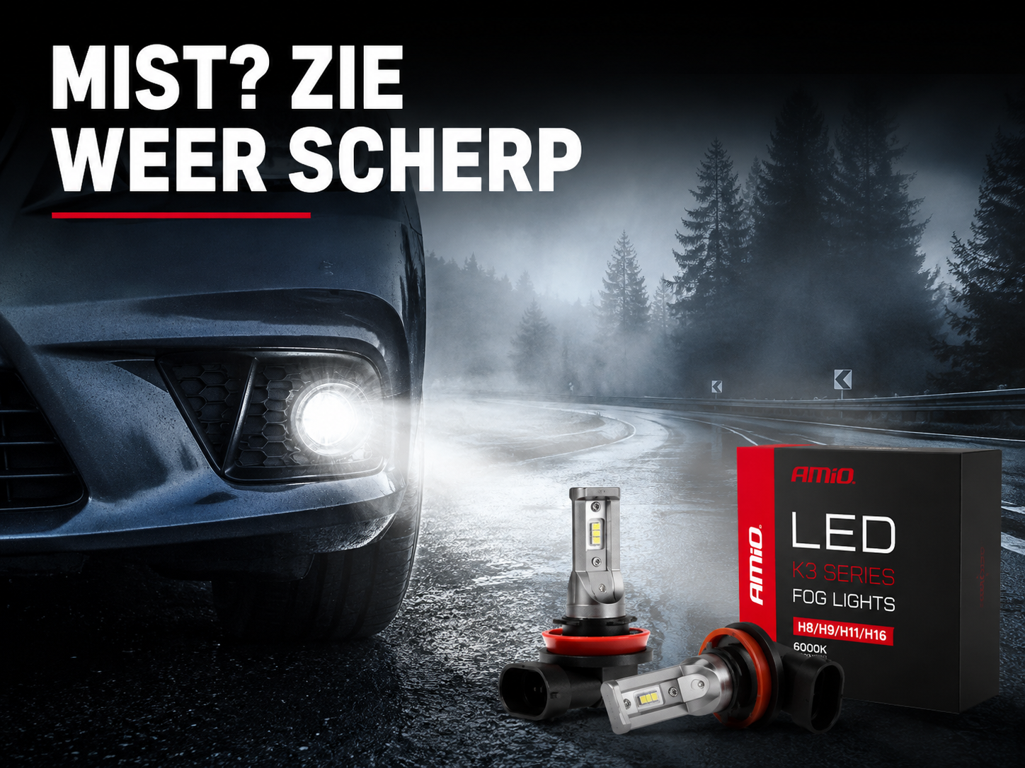 AMiO H11 LED mistlamp Voorkant