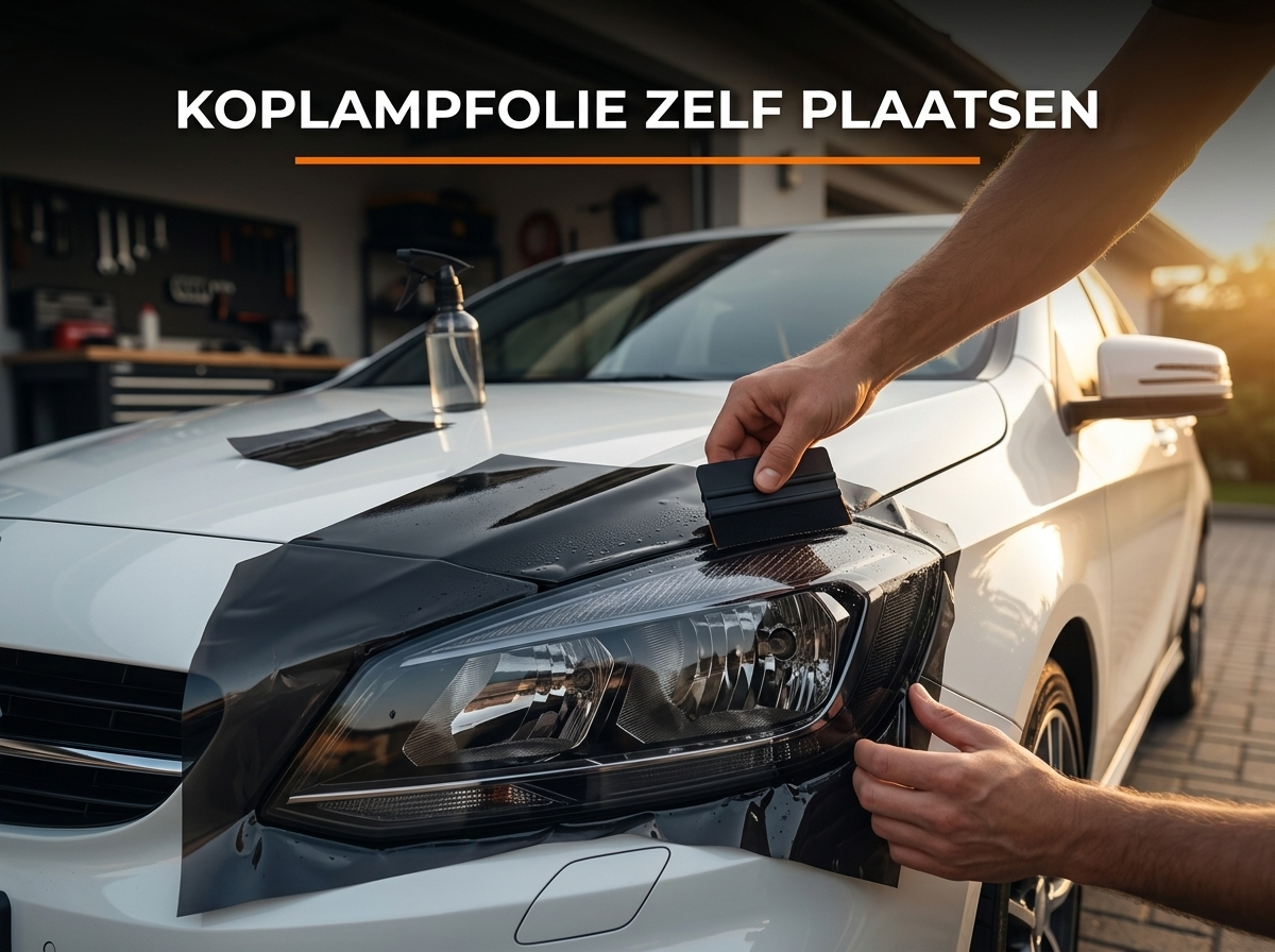 Koplampfolie aanbrengen smoke tint vinyl op koplamp