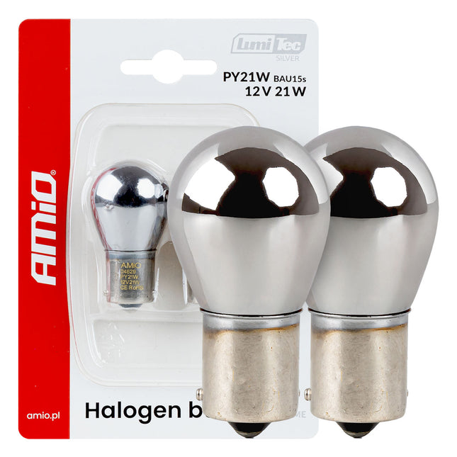 AMiO LumiTec PY21W Chrome Off-Road Halogeen Autolampen – Trillings- en Hittebestendig BAU15s 12V 21W (2 stuks)