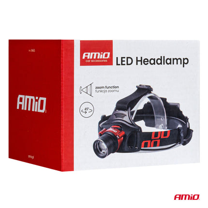 AMiO LED Hoofdlamp T6 3600mAh Met Bewegingssensor Zoomfunctie en ABS+Aluminium Behuizing - voor Werk Outdoor en Noodsituaties