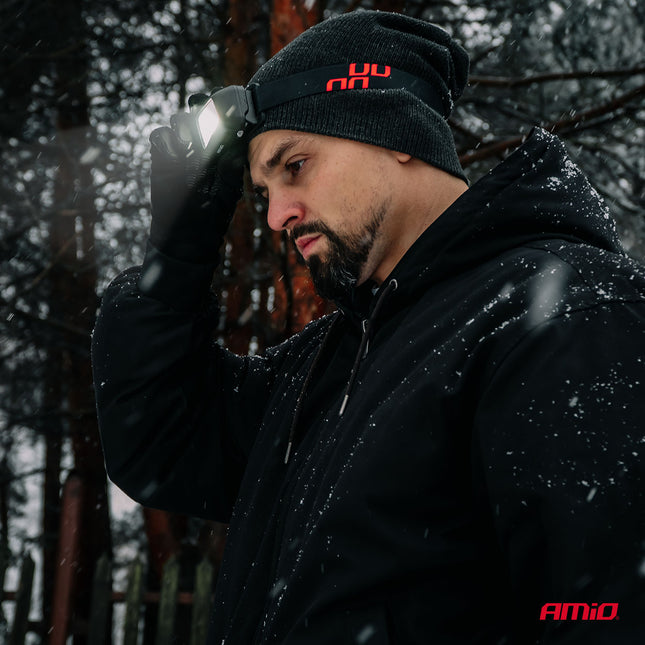 AMiO LED Hoofdlamp COB 1800mAh met Bewegingssensor - USB Oplaadbaar en Verstelbare Hoofdband - Voor Outdoor Workshop en Noodsituaties