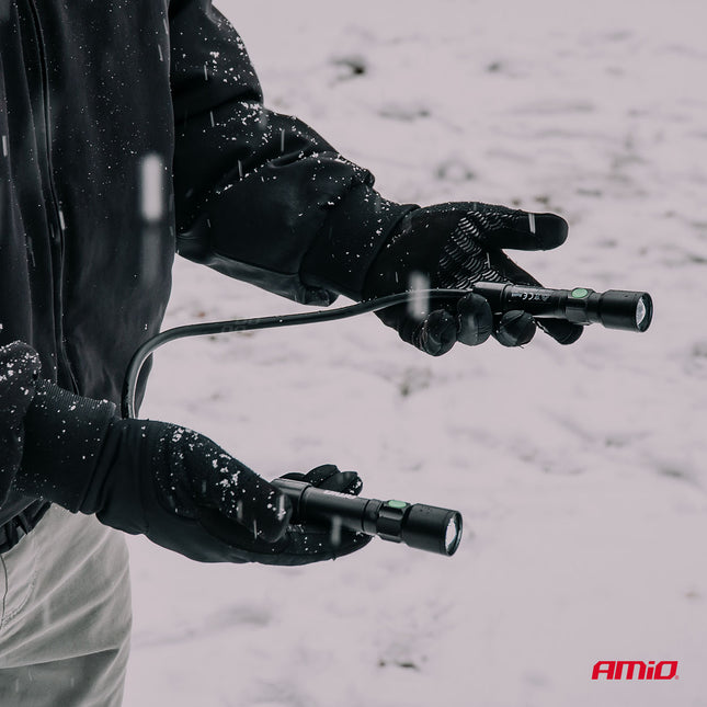 AMiO LED Inspectielamp 2xP50 1000mAh Halslamp met Flexibele Hals - Zoomfunctie en Oplaadbare Batterijen - Voor Werkplaats en Noodsituaties