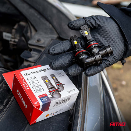 Amio LED Headlights Hybrid Series H7 (H18) White 6000K - 5600lm Canbus 60W