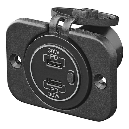 ProPlus USB Snellader Inbouw Type C 2 Weg 12V 24V met Montageplaat