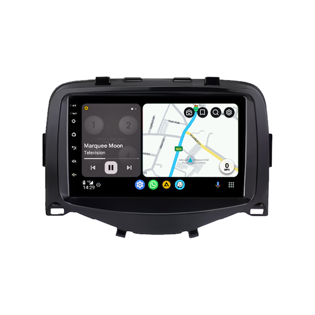 CarPlay & Android Auto Scherm voor Citroën C1, Toyota Aygo, Peugeot 108 (2014–heden) – Draadloos Multimedia Touchscreen, GPS Navigatie – Inbouwen / Inbouwservice / Installatie