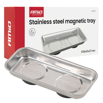 AMiO Magnetische Onderdelenbak RVS 150x65x27mm Rechthoekige Magneetschaal
