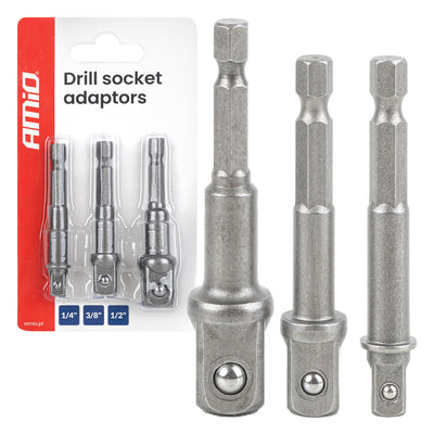AMiO Dopadapterset 3-delig 1/4 3/8 1/2 - Universele Adapter voor Schroefmachine en Slagmoersleutel