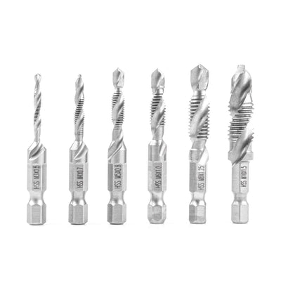 AMiO Draadtapboren Set 6-delig M3-M10 HSS - Combinatieboor voor Metaal Aluminium en Kunststof