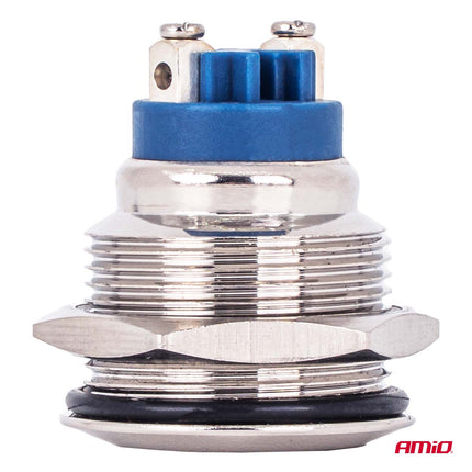 AMiO Ronde RVS Schakelaar 19mm ON/OFF 5A 12V 230V - Duurzame Auto en Elektronica Schakelaar voor Paneelinstallatie