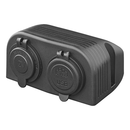 ProPlus Opbouw Kit 12V Stekkerdoos met 2x USB C Snellader 2 Weg 3A voor Auto