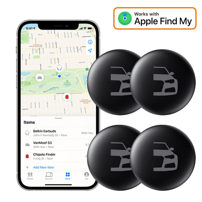 4-Pack Smart Tag Bluetooth/GPS Locatie Tracker met Live Tracer Maps en Anti-Diefstal Functie - Werkt met Zoek Mijn App - IOS/iPhone zwart