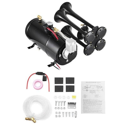 VCTparts 4 Trompet Treinhoorn Luchthoorn Kit met Compressor 3L Meertonig 150dB [Trein hoorn - Claxon - Toeter] NORGOS 10