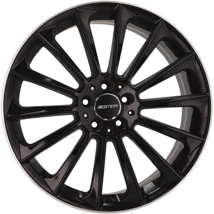 4 Velgen 20 inch STELLAR BLP Zwart met Gepolijste Rand 5x112 ET35 66.5 Geschikt voor Audi, Volkswagen, Mercedes, Skoda, SEAT - VCTparts.nl