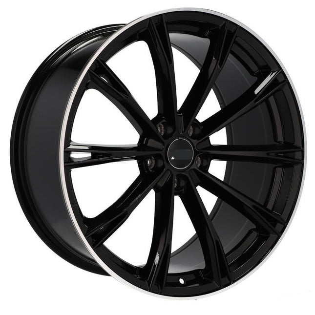 4 Velgen 22 inch H5060 BLP Zwart + Gepolijste Rand 5x112 ET20 66.45 Geschikt voor Audi, Volkswagen, Mercedes, Porsche - VCTparts.nl