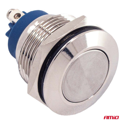 AMiO Ronde RVS Schakelaar 19mm ON/OFF 5A 12V 230V - Duurzame Auto en Elektronica Schakelaar voor Paneelinstallatie
