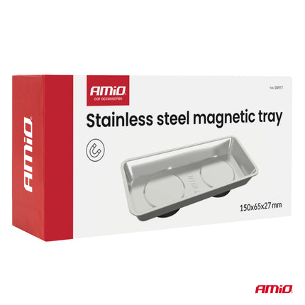 AMiO Magnetische Onderdelenbak RVS 150x65x27mm Rechthoekige Magneetschaal