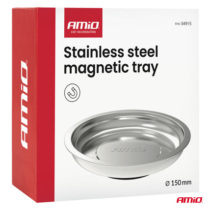 AMiO Magnetische Onderdelenbak RVS 150mm Grote Magneetschaal voor Schroeven en Bouten