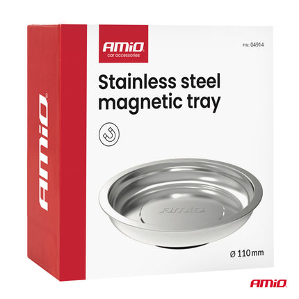 AMiO Magnetische Onderdelenbak RVS 110mm Kleine Magneetschaal voor Schroeven en Bouten