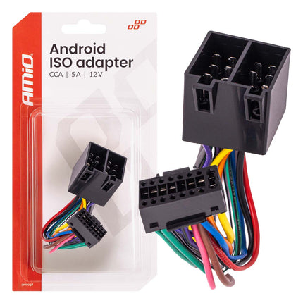 AMiO Android ISO Radio Adapter 12V 5A CCA – Universele Verloopstekker voor Autoradio en Multimedia Systeem