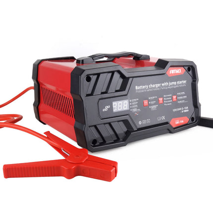 Acculader 12V-24V met Jump Starter 75A – Automatische Battery Charger – Startbooster Auto & Vrachtwagen – Smart Charger 12A Heavy Duty