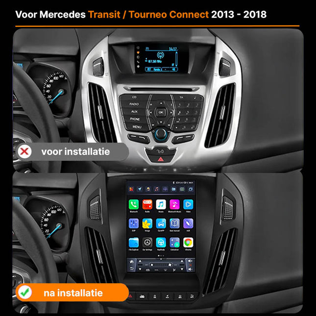 CarPlay en Android Auto Autoradio voor Ford Transit Connect / Tourneo Connect 2013–2018 – 9,7 inch Touchscreen, GPS, Bluetooth, WiFi, RDS, DSP – Inbouwen / Inbouwservice / Installatie