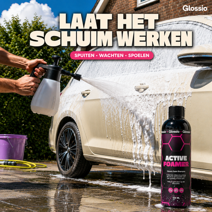 Glossio Active Foamer Premium Werkende Schuim 500ML - Krachtige Autoshampoo voor Dieptereiniging en Glanzende Bescherming van Lakoppervlakken