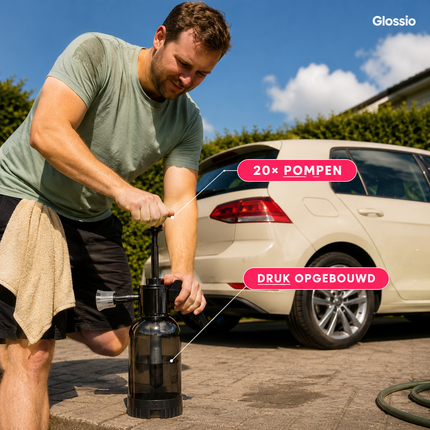Glossio Professionele Handmatige Foam Spuit Drukschuimer Pomp met Sproeikoppen voor Detailing (2 Liter)