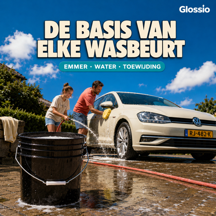 Glossio Detailing Emmer 20 Liter Zwart met Deksel – Stevige Wasemmer voor Krasvrij Wassen