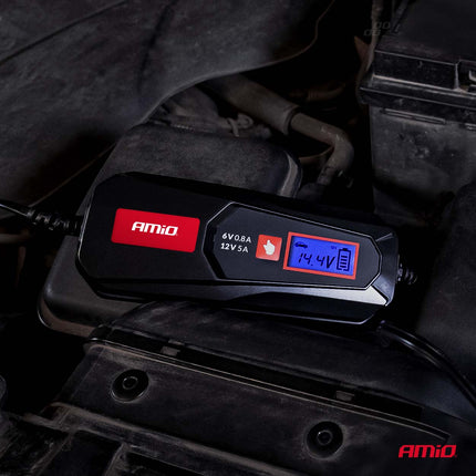 Digitale Acculader 5A 6V 12V Slimme Oplader voor Auto Motor en Boot Loodzuur en LiFePO4