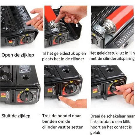 Draagbaar ReadyNest Nood Gasstel Campingkooktoestel met 4x Butaangas – Ideaal voor Noodpakket, Prepping en Buitenavonturen