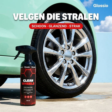 Glossio Clean Wheels Premium Velgenreiniger 500ML - Krachtige Remstof en Vuil Verwijderaar voor Alle Velgen met Veilig Glanzend Resultaat