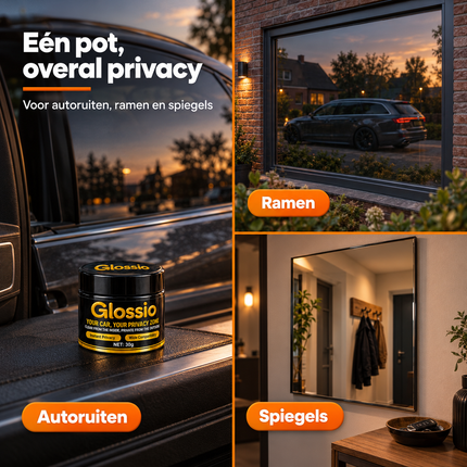 Glossio Anti-Inkijk Coating 30g - Privacy Coating voor Autoruiten, Ramen en Spiegels, Blokkeert Inkijk van Buitenaf