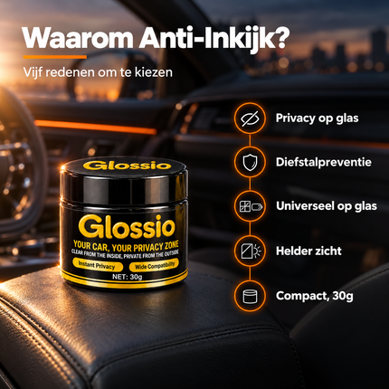 Glossio Anti-Inkijk Coating 30g - Privacy Coating voor Autoruiten, Ramen en Spiegels, Blokkeert Inkijk van Buitenaf