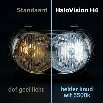 HaloVision Halogeen Koplampen H4 – Hero productfoto Blauw Glas Super White