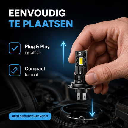 Turbo LED H7 Canbus Headlight 150W - Ultrakorligent 3000000lm Super White 6500K 12V lampe automatique