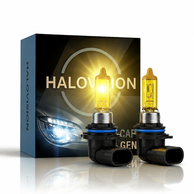 HaloVision Halogeen Koplampen HB3 9005 – 12V 3000K Retro Geel – Warmgeel Klassiek Dimlicht Grootlicht Halogeenlampen Set van 2 Autolampen