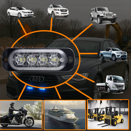 Professionele Blauwe LED Grillflitsers en Bumperflitsers (IP65) Krachtige Stroboscoop Zwaailichten Set voor Hulpdiensten of op Eigen Terrein - VCTparts.nl
