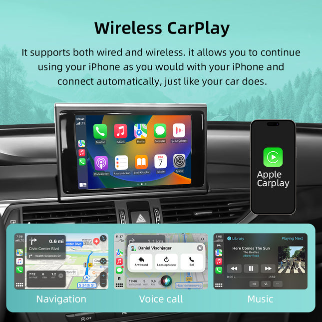 Draadloze CarPlay Android Auto Interface Retrofit Kit voor Audi RMC Systeem – Geschikt voor A6 C7, A7 2012–2016