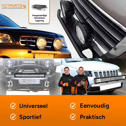 Universele Zwarte Bullbar Kentekenhouder Beugel – Voorbumper Nummerplaat Frame voor LED Bar en Offroad Verlichting