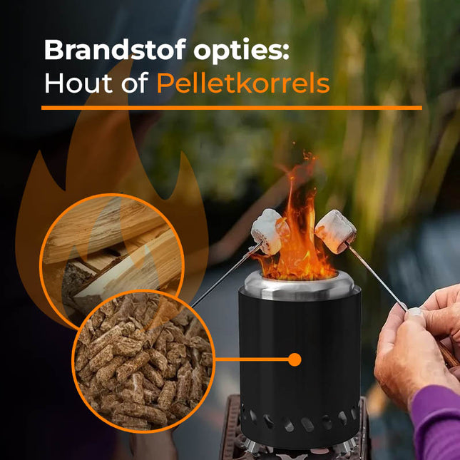pelletkachel mini formaat met pelletkorrels