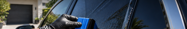 Folie Tools banner - squeegee die verse tintfolie gladstrijkt op een zijruit | VCTparts