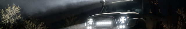 Ledbars banner - offroad voertuig met ledbar op het dak in het donker | VCTparts