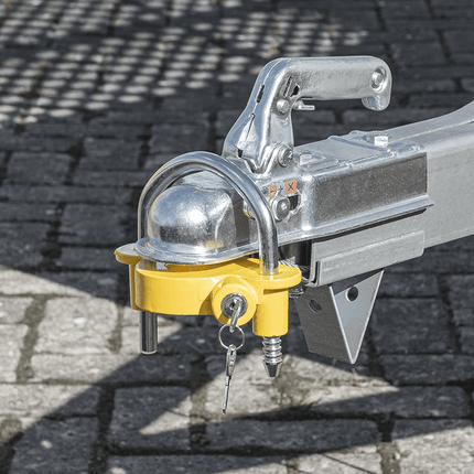 Aanhanger Koppelingsslot met Beugel en Cilinderslot [Aanhangerslot - Disselslot - RVS] - VCTparts.nl