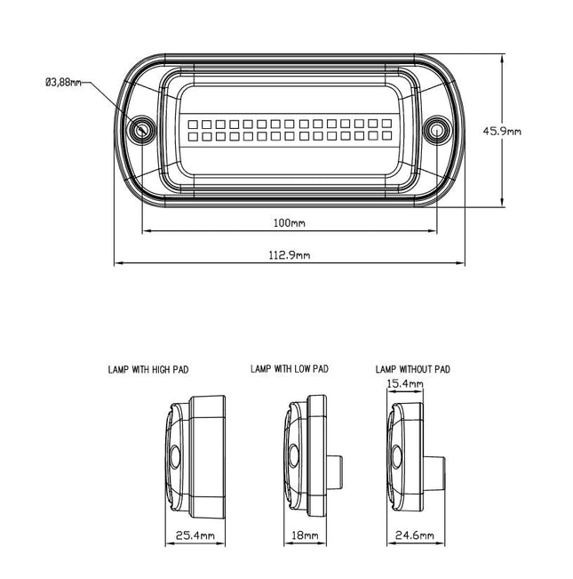 AEB LED Flitser 30 LEDs Blauw 12 - 24V ECE R65 Klasse 1 Opbouw Bevestiging - VCTparts.nl