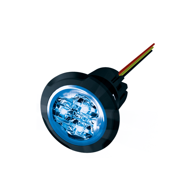 AEB Ronde LED Flitser Blauw - 3 LEDs 12 - 24V Inbouwmontage - VCTparts.nl