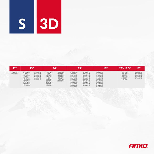 AMIO 3D S Textiele Sneeuwkettingen voor Autobanden – EN16662 - 1 ÖNORM V5121 – Veilig Rijden op Sneeuw en IJs - VCTparts.nl