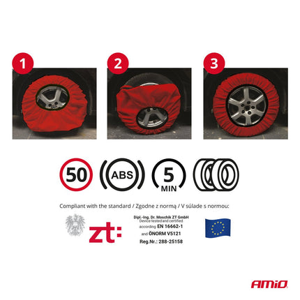 AMIO 3D XS Textiele Sneeuwkettingen voor Autobanden – EN16662 - 1 ÖNORM V5121 – Veilig Rijden op Sneeuw en IJs - VCTparts.nl