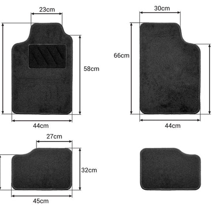 AMiO 4 Universele Auto Matten TEX - 1 voor Meerdere Auto Merken Zwart - VCTparts.nl