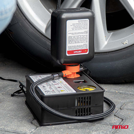 AMiO AMiO Bandenreparatie- en Oppompset 31mm Cilinder 12V - Krachtige Compressor Lekke Band Repareren en Oppompen Auto AMiO 3